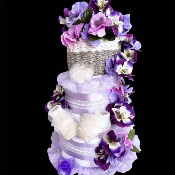 Basket of Flowers Diaper Cake